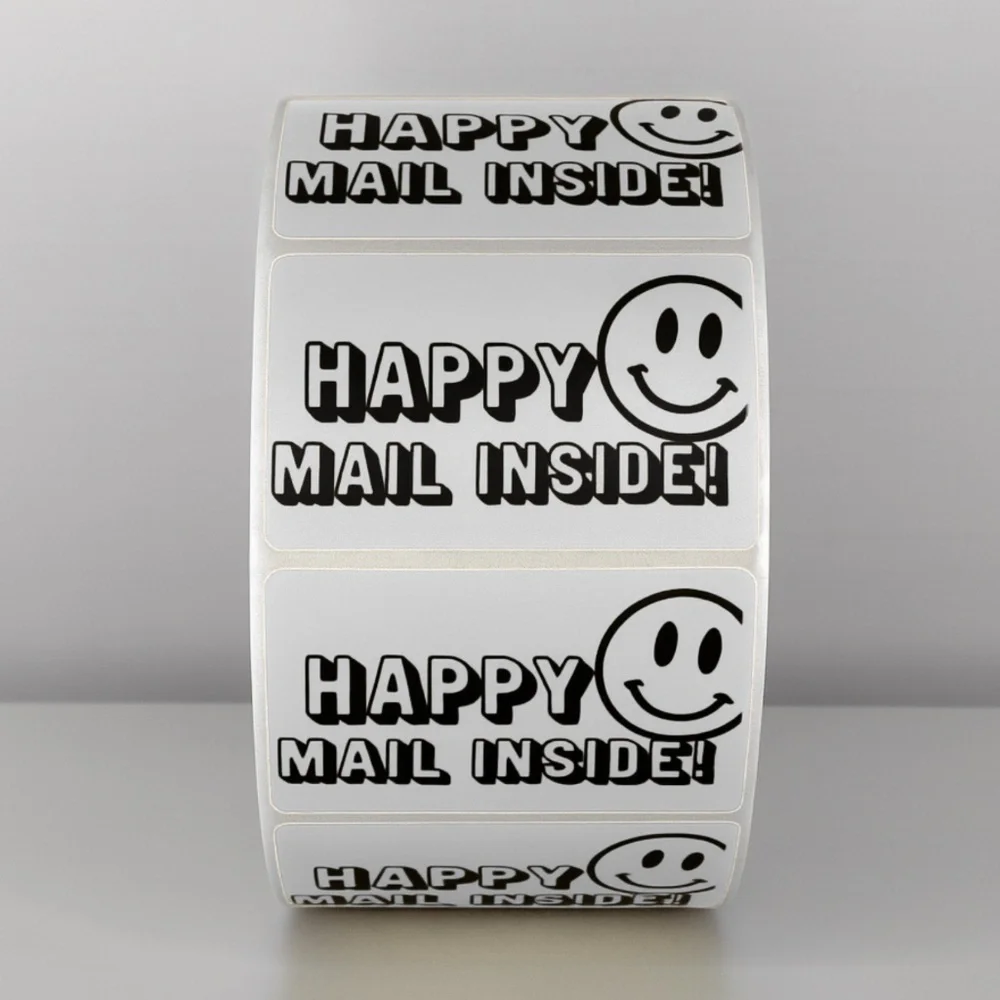Happy Mail Inside Stickers | Smiley Face Labels for Cute Packaging & Shipping